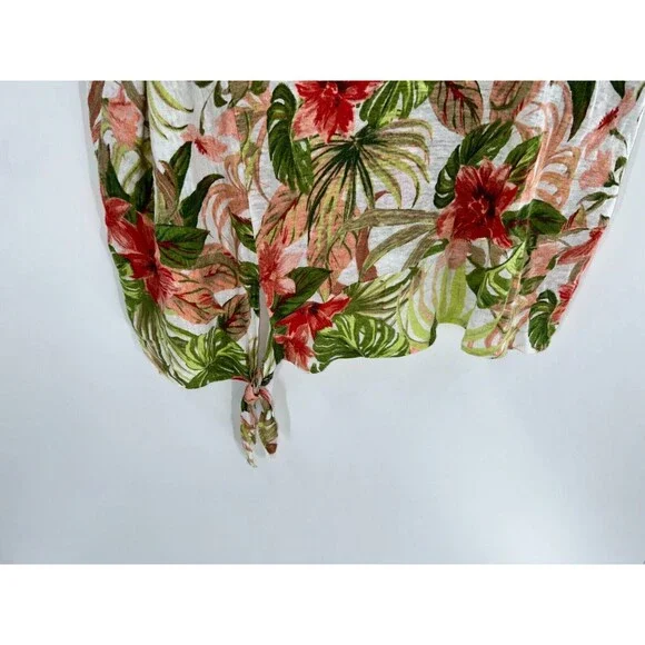 Women's J Jill Love Linen Floral Short Sleeve Top Size L - Picture 3 of 6